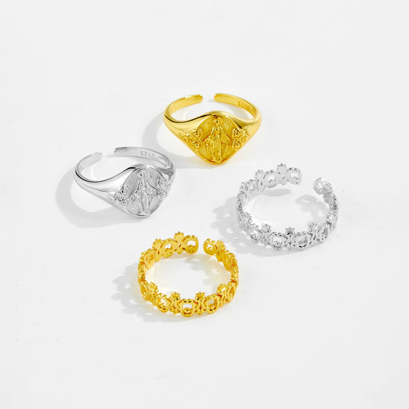 Wholesale Ring S925 Sterling Silver Geometric Style Electroplated