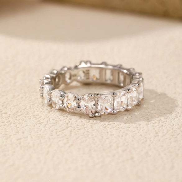 Wholesale Ring S925 Sterling Silver Geometric Style Set With Diamonds For Girls
