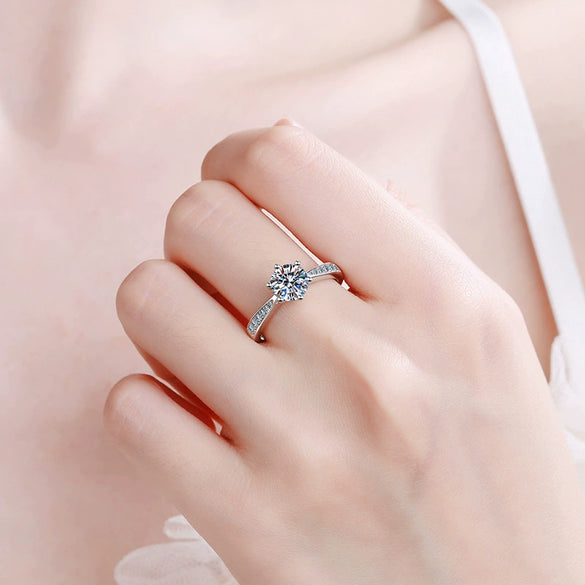 Wholesale Ring S925 Sterling Silver Geometric The Crown Micro Inlay Moissanite For Women