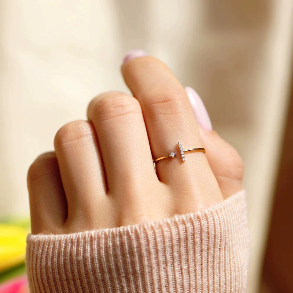 Wholesale Ring S925 Sterling Silver Geometric Tshaped Electroplated For Women