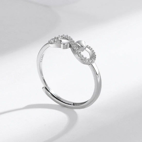 Wholesale Ring S925 Sterling Silver Heart Shaped Infinite Love Fashionable Electroplated