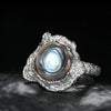 Wholesale Ring S925 Sterling Silver Inlaid Abalone And White Fritillaria Geometric Style