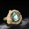 Wholesale Ring S925 Sterling Silver Inlaid Abalone And White Fritillaria Geometric Style