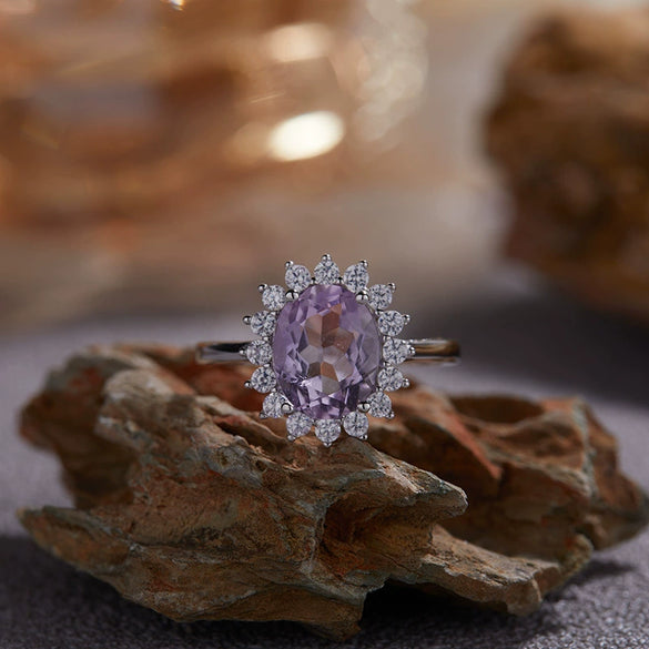 Wholesale Ring S925 Sterling Silver 18K Gold Crystal Geometric Light Luxury Style With Gems