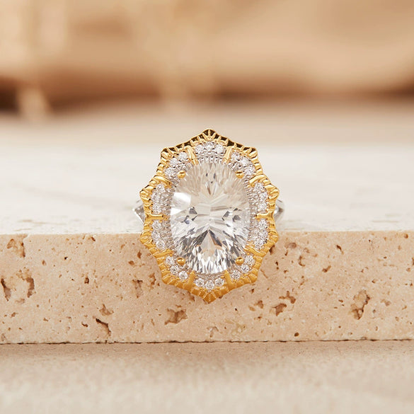 Wholesale Ring S925 Sterling Silver Natural Colored Gemstone Amethyst Citrine Flower Shaped Light Luxury Style