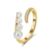 Wholesale Ring S925 Sterling Silver Natural Freshwater Pearl French Retro Geometric Adjustable