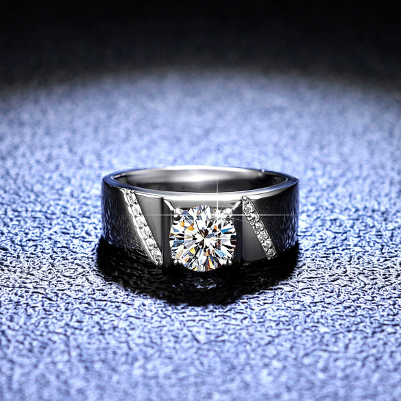 Wholesale Ring S925 Sterling Silver Platinum Plated Moissanite The Crown Design Natural Style For Male