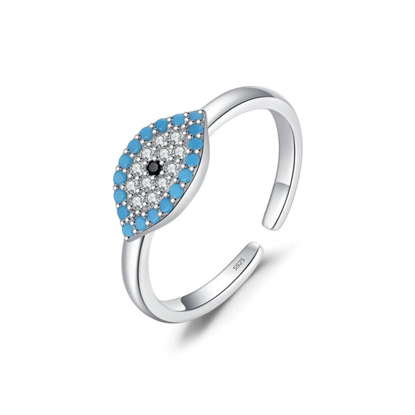 Wholesale Ring S925 Sterling Silver Turquoise Devil's Eye Microinlay Light Luxury Women's