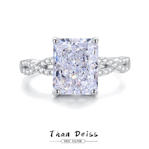 Wholesale Ring S925 Sterling Silver White Gemstone Ice Flower Cut Geometric Style For Women