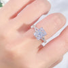 Wholesale Ring S925 Sterling Silver White Gemstone Ice Flower Cut Geometric Style For Women