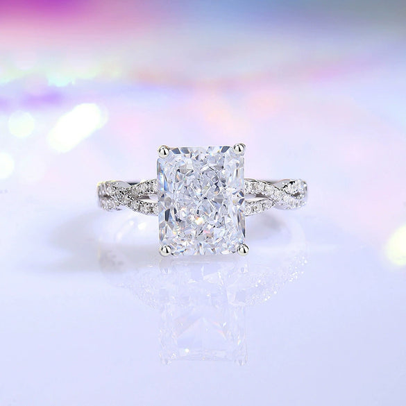 Wholesale Ring S925 Sterling Silver White Gemstone Ice Flower Cut Geometric Style For Women