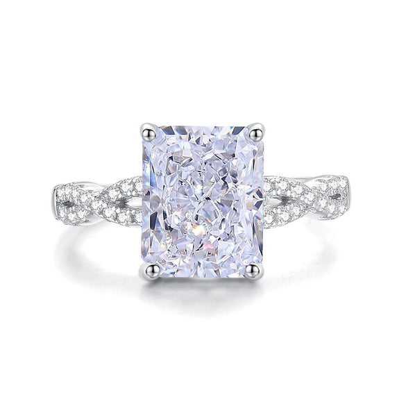 Wholesale Ring S925 Sterling Silver White Gemstone Ice Flower Cut Geometric Style For Women