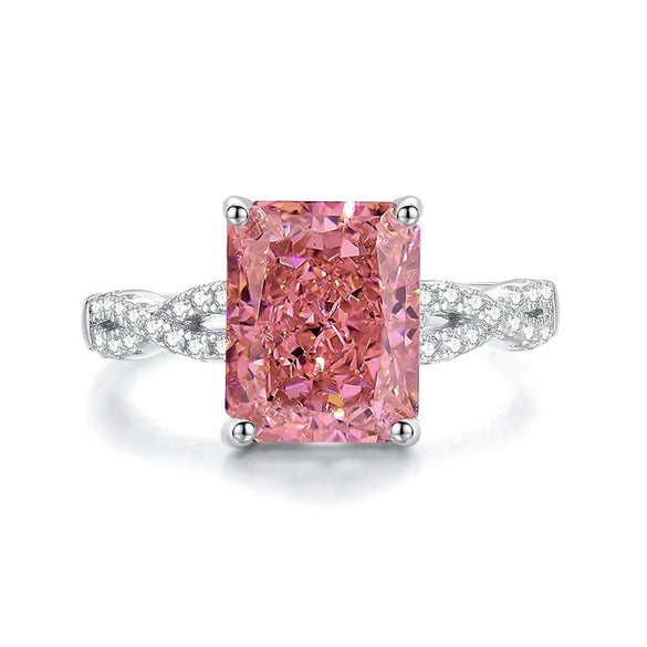 Wholesale Ring S925 Sterling Silver White Gemstone Ice Flower Cut Geometric Style For Women