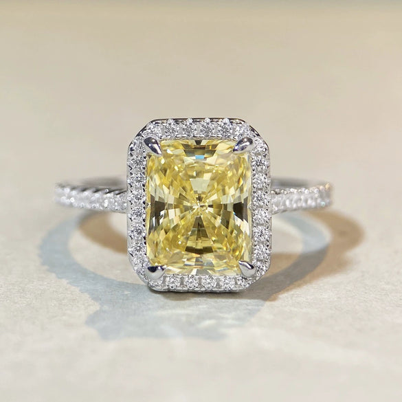 Wholesale Ring S925 Sterling Silver Yellow Diamond Geometric Electroplated