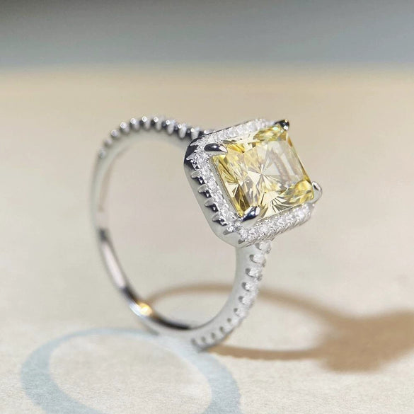 Wholesale Ring S925 Sterling Silver Yellow Diamond Geometric Electroplated