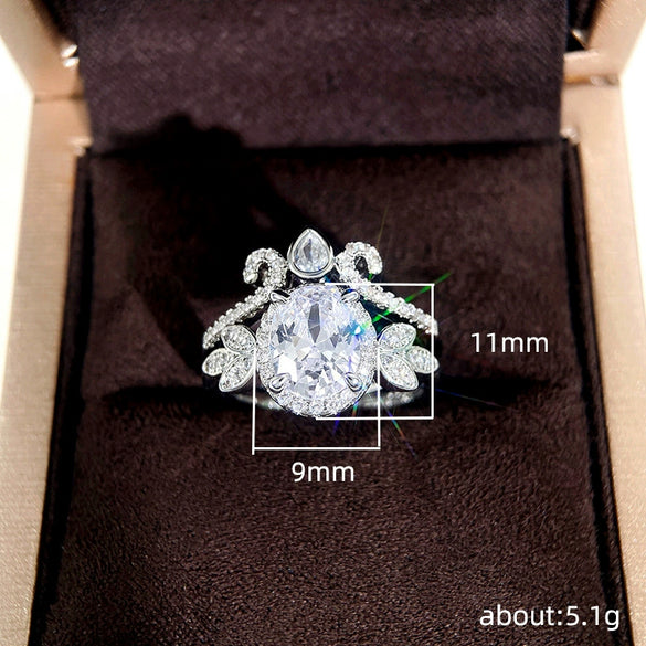 Wholesale Ring Set Artificial Diamond Copper Geometric Inlaid Zircon Princess Style