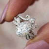 Wholesale Ring Set Artificial Diamond Copper Geometric Inlaid Zircon Princess Style