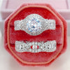 Wholesale Ring Set Copper Double Layer Micro Inlaid Zircon Ushaped Geometric Design Women's Couple Style