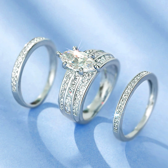 Wholesale Ring Set Copper Geometric Zircon Light Luxury Women's