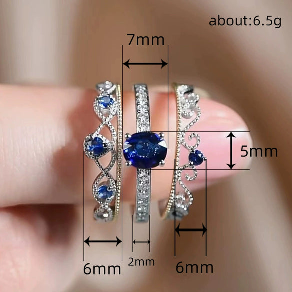 Wholesale Ring Set Copper Zirconia Geometric Light Luxury Style