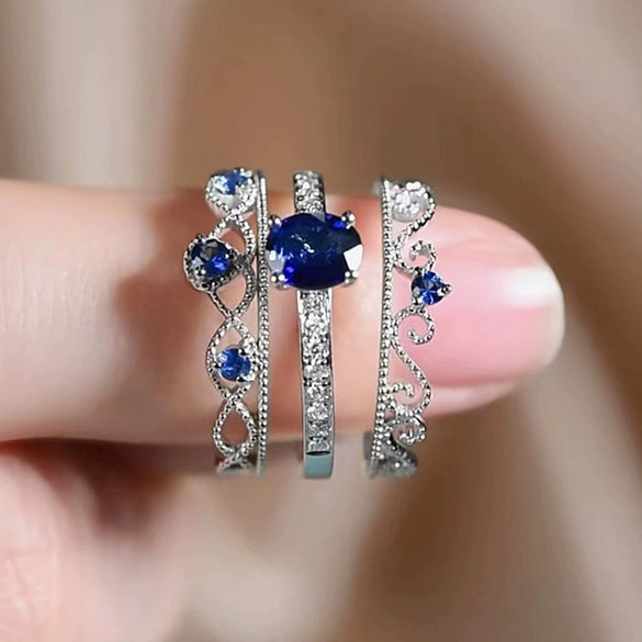 Wholesale Ring Set Copper Zirconia Geometric Light Luxury Style