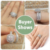 Wholesale Ring Set Luxury Couple Style Copper Plated White Gold Geometric Inlaid Zircon Jewelry