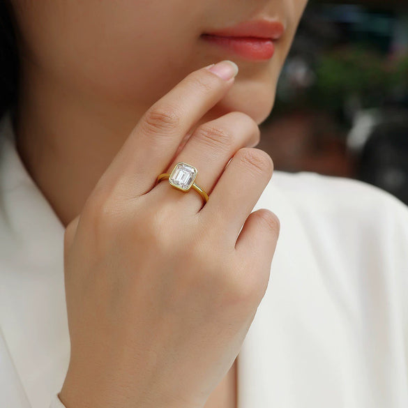 Wholesale Ring 925 Silver Geometric Moissanite Inlay Style For Women