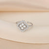 Wholesale Ring 925 Silver Pearl Zirconia Four Leaf Clover Vintage Mid Century Style Electroplated For Women