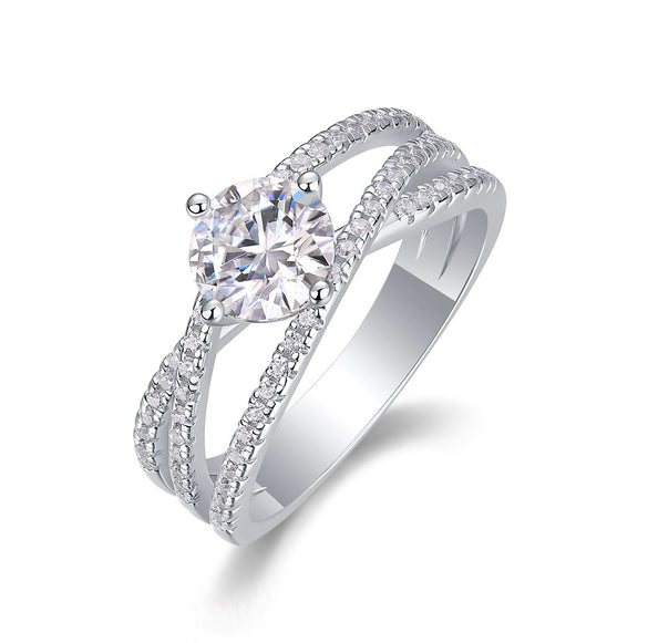 Wholesale Ring Silver S925 Geometric Moissanite Luxury Inlaid