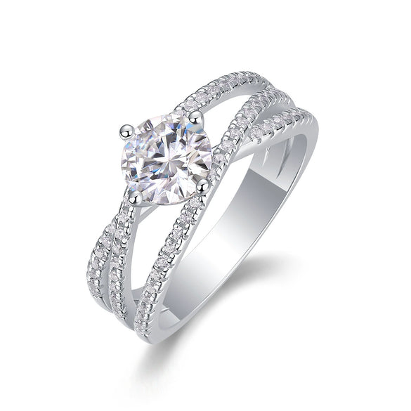Wholesale Ring Silver S925 Geometric Moissanite Luxury Inlaid