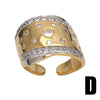 Wholesale Ring Simple Fashion Geometric Copper Gold Plated Inlaid Zircon Two Color Women's