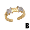Wholesale Ring Simple Fashion Geometric Copper Gold Plated Inlaid Zircon Two Color Women's