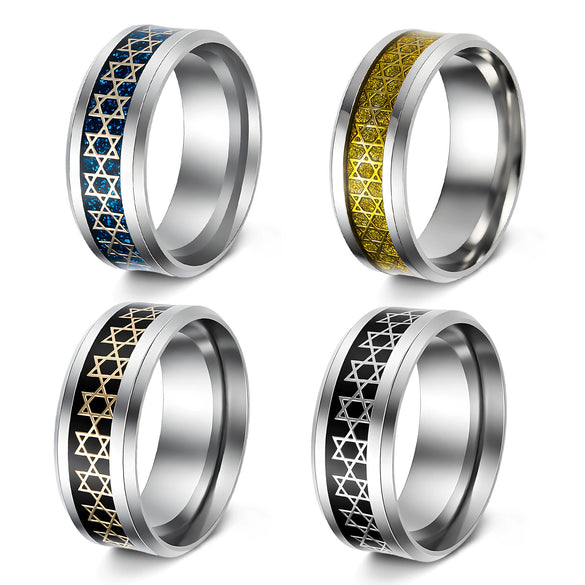Wholesale Ring Stainless Steel Cut Out Sixpointed Star Fivepointed Star Dripping Oil Unisex Retro Simple Accessories