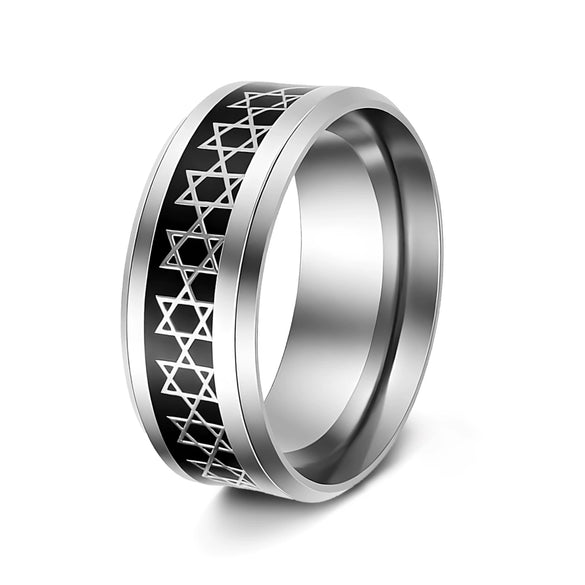 Wholesale Ring Stainless Steel Cut Out Sixpointed Star Fivepointed Star Dripping Oil Unisex Retro Simple Accessories
