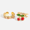 Wholesale Ring Stainless Steel Doublelayer Hollow Oildropping Cherry Geometric Exaggerate Electroplating For Women