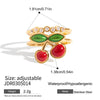 Wholesale Ring Stainless Steel Doublelayer Hollow Oildropping Cherry Geometric Exaggerate Electroplating For Women