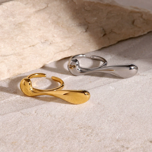 Wholesale Ring Stainless Steel Drop Shape Electroplated Luxury Style