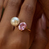 Wholesale Ring Stainless Steel Electroplating Geometric Style With Zirconium And Pearl For Women