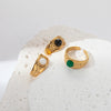 Wholesale Ring Stainless Steel Embossed Real Gold Plated Natural Stone Open Fashion Geometric