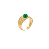 Wholesale Ring Stainless Steel Embossed Real Gold Plated Natural Stone Open Fashion Geometric