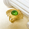 Wholesale Ring Stainless Steel Emerald Inlaid Spiral Vortex Retro Gear Style Electroplated
