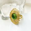 Wholesale Ring Stainless Steel Emerald Inlaid Spiral Vortex Retro Gear Style Electroplated