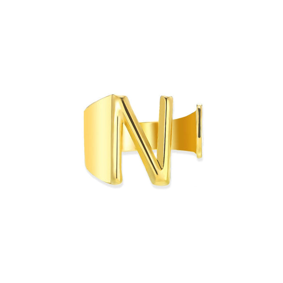 Wholesale Ring Stainless Steel English Letter Retro Ins Style Electroplated