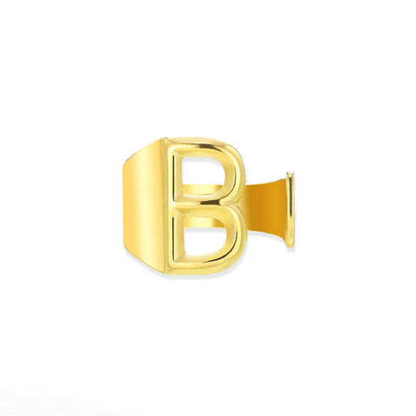 Wholesale Ring Stainless Steel English Letter Retro Ins Style Electroplated