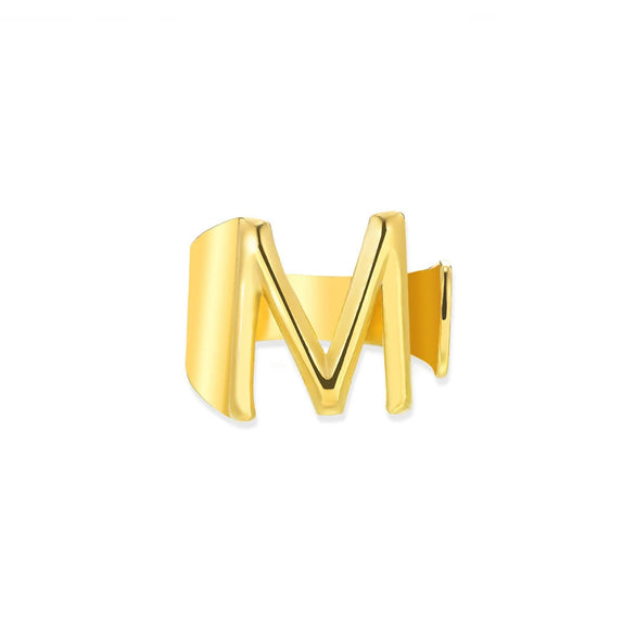 Wholesale Ring Stainless Steel English Letter Retro Ins Style Electroplated