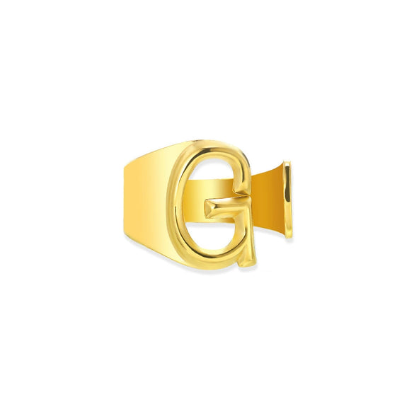 Wholesale Ring Stainless Steel English Letter Retro Ins Style Electroplated