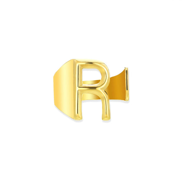 Wholesale Ring Stainless Steel English Letter Retro Ins Style Electroplated