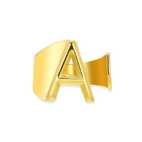 Wholesale Ring Stainless Steel English Letter Retro Ins Style Electroplated