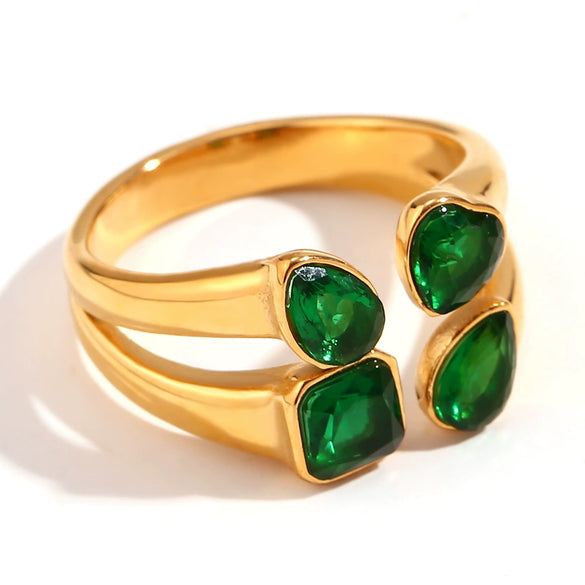 Wholesale Ring Stainless Steel Fashion Geometric Heart Shape 18K Gold Plated Electroplated