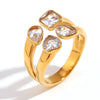Wholesale Ring Stainless Steel Fashion Geometric Heart Shape 18K Gold Plated Electroplated